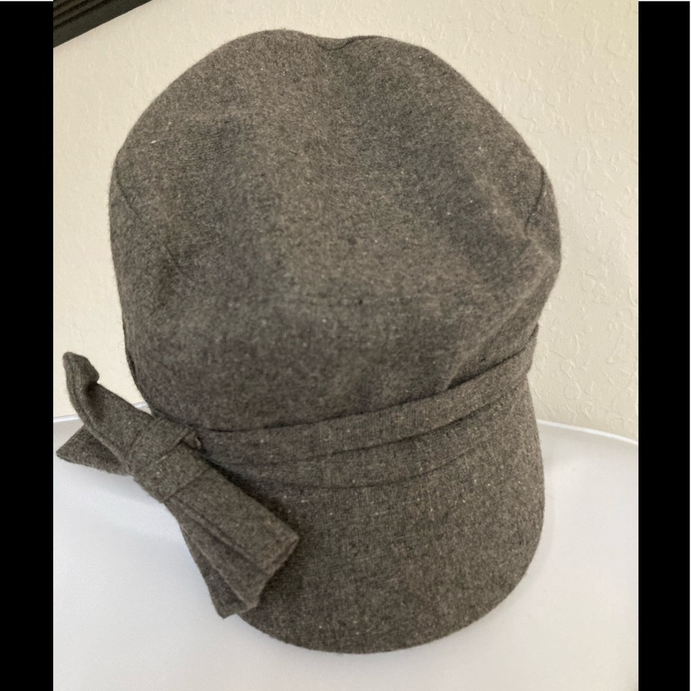 Gray Cadet Cap Fashion Hat with bow